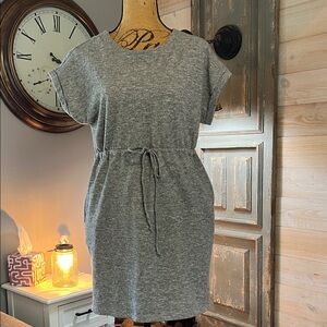Kaileigh Heather Gray Knit Tie-Waist Mini Dress